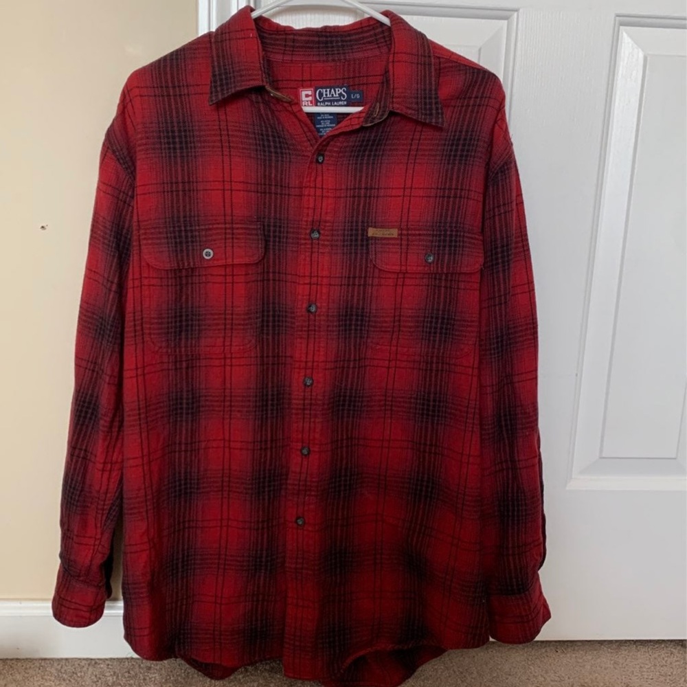 Chaps Flannel Plaid Red Fall Autumn Button Down - Picture 1 of 6